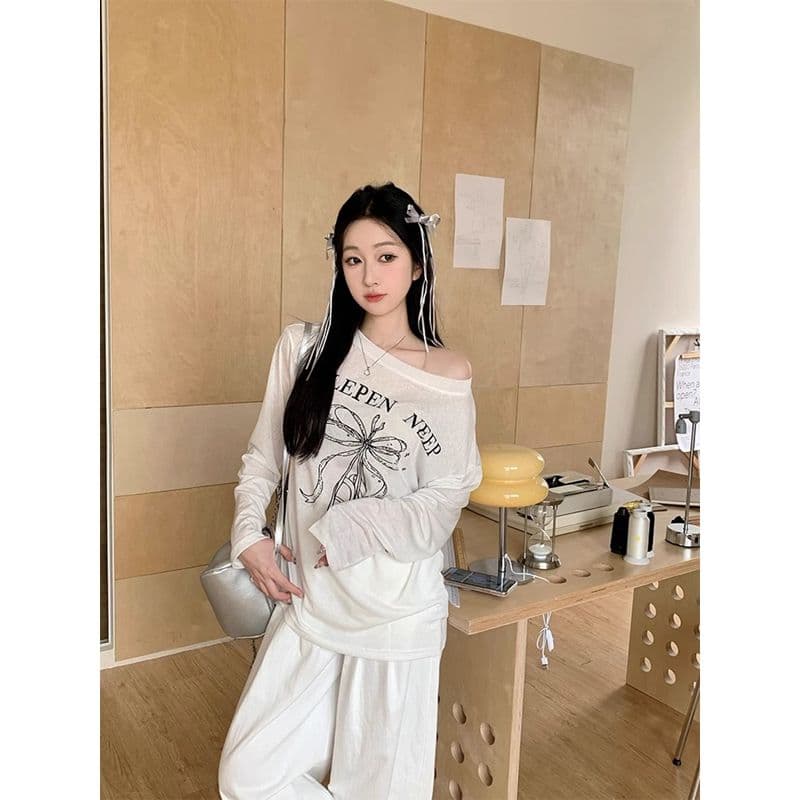 있음 선적 경관 그림 원본 것 한 부서 낙서 자외선 차단 블라우스 여름 얇고 가벼운 펌프 로프 티셔츠 상세 이미지 12