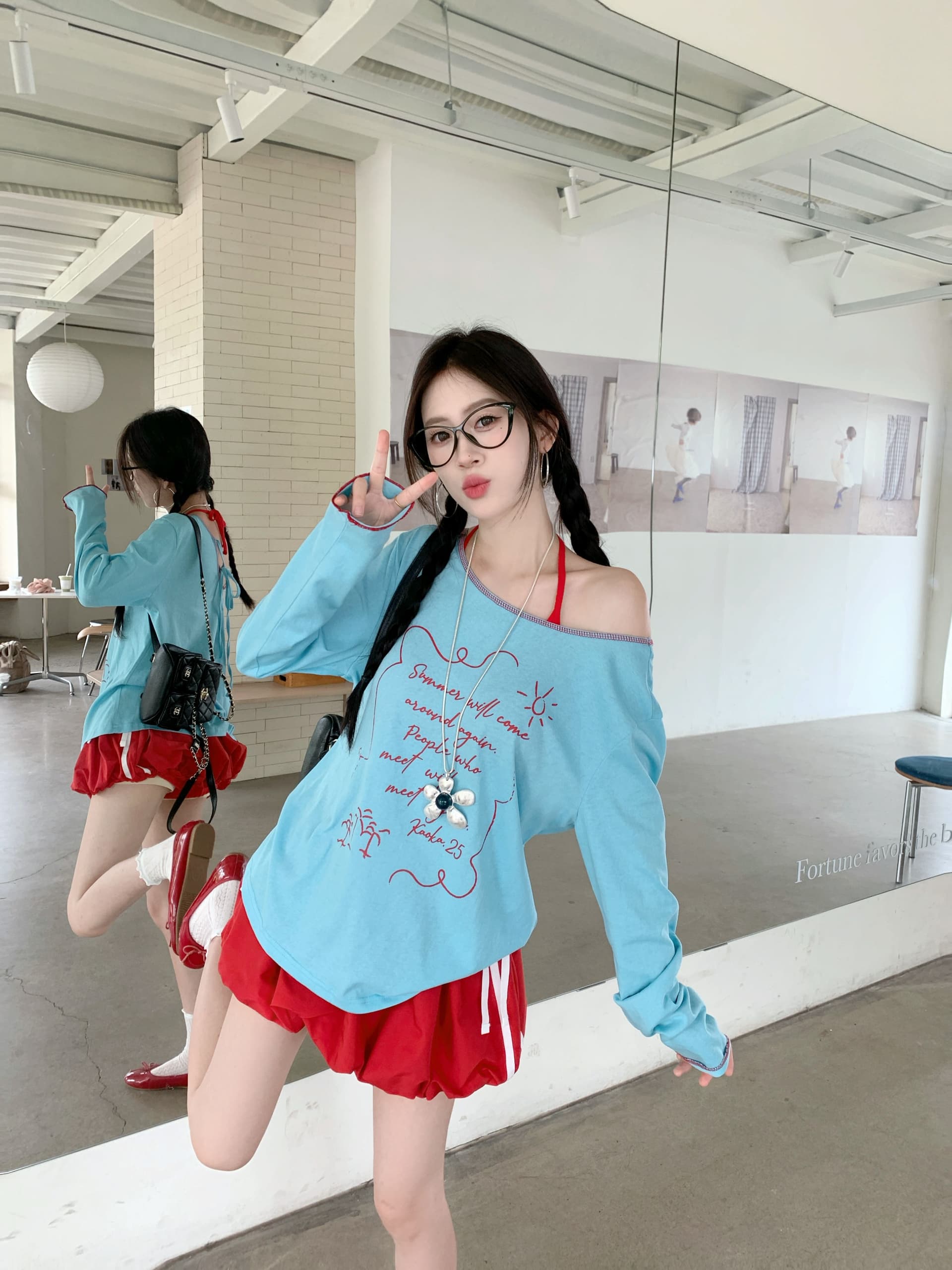 리넨 면화 벨트 가슴 패드 휴가 바람 세트 비스듬한 어깨 긴팔 티셔츠 인사이드 가져 가라. 행침 목 캐미솔 가을 상세 이미지 10
