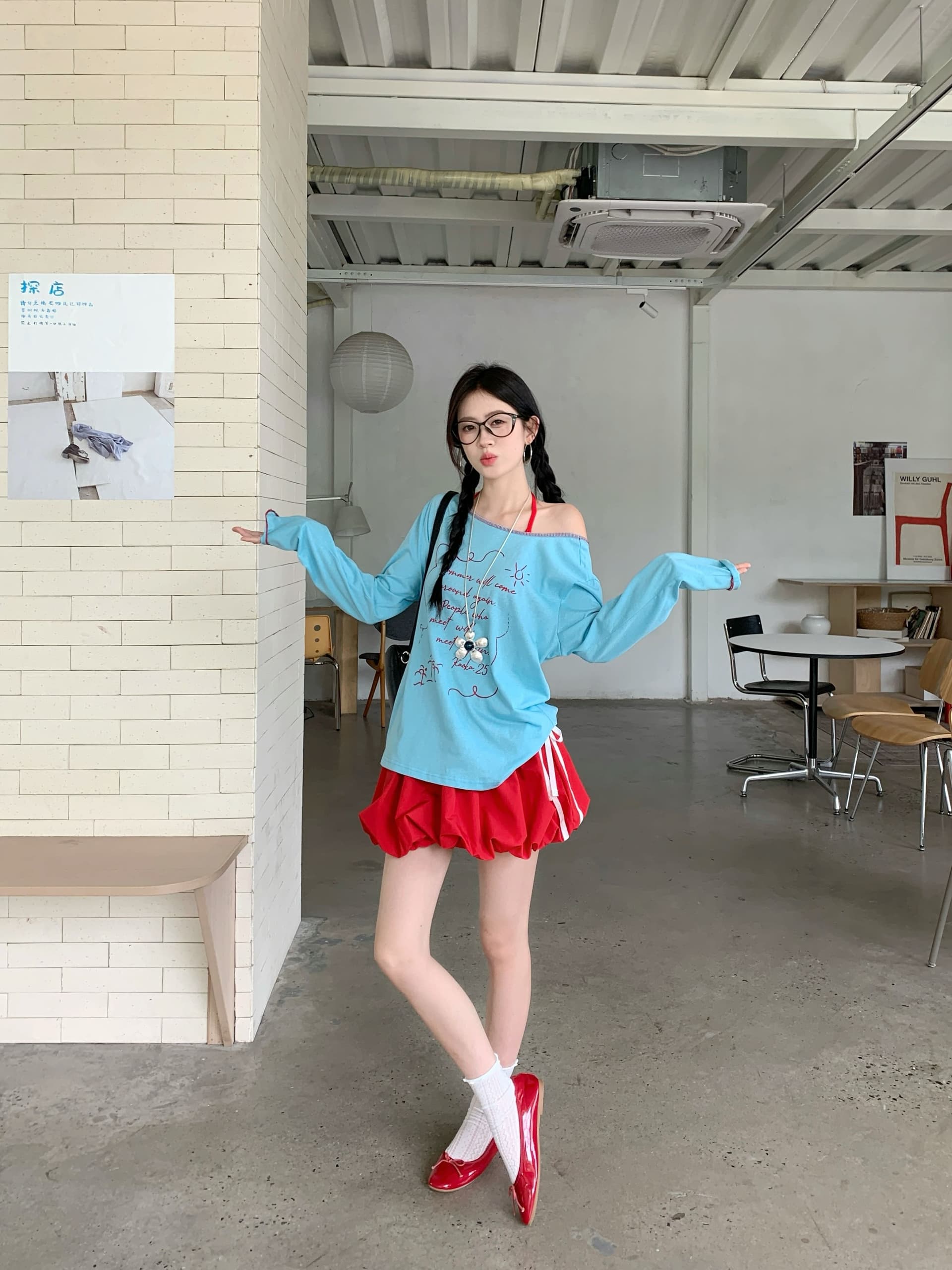 리넨 면화 벨트 가슴 패드 휴가 바람 세트 비스듬한 어깨 긴팔 티셔츠 인사이드 가져 가라. 행침 목 캐미솔 가을 상세 이미지 14