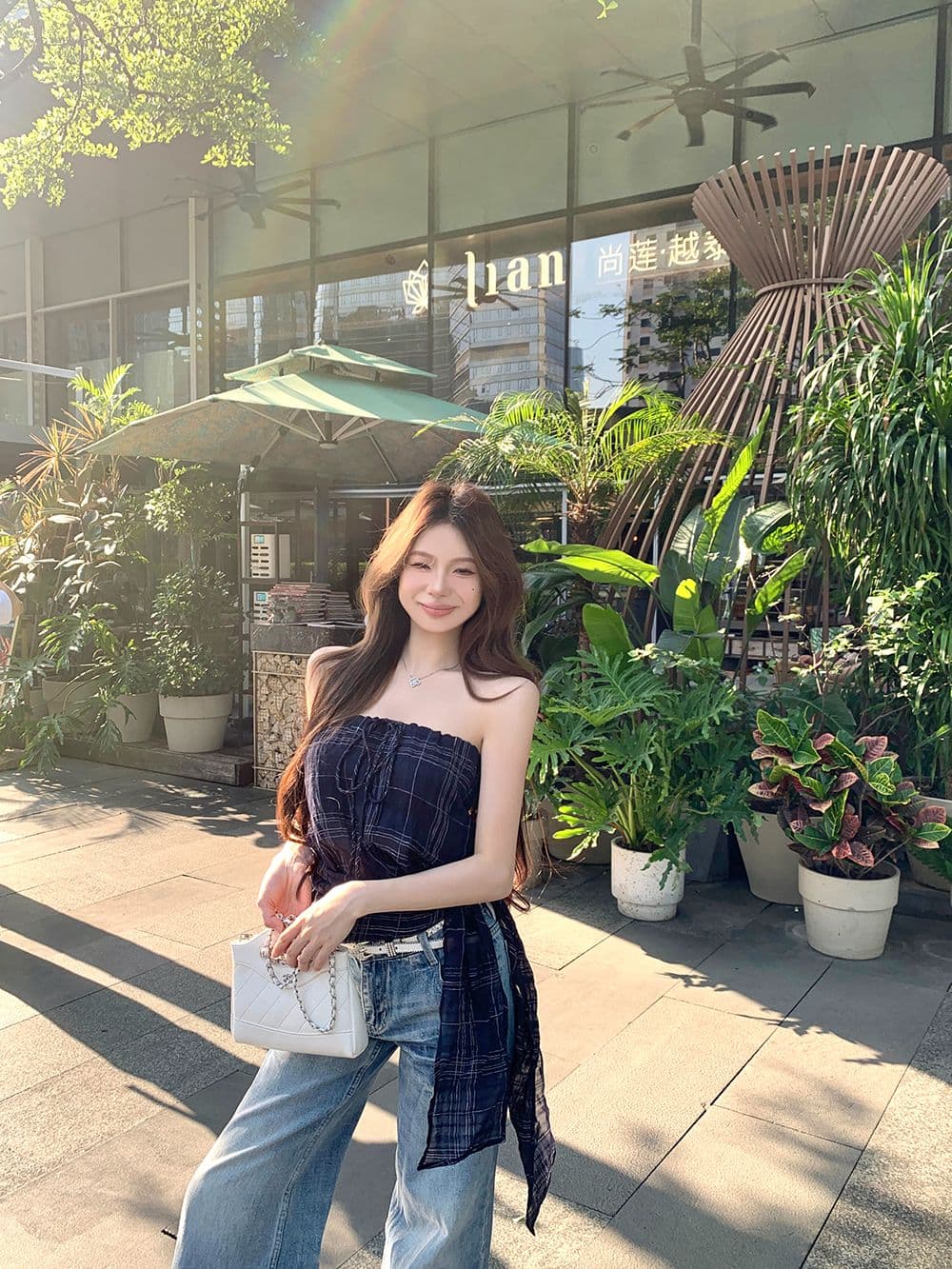원본 체크무늬 레트로 체크무늬 민소매 튜브탑 조끼 여성 여름 스트랩 몸매 가꾸기 핫걸 바람 슬림해 보이는 맨위 상세 이미지 5