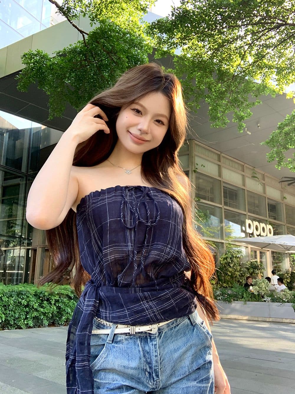 원본 체크무늬 레트로 체크무늬 민소매 튜브탑 조끼 여성 여름 스트랩 몸매 가꾸기 핫걸 바람 슬림해 보이는 맨위 상세 이미지 7