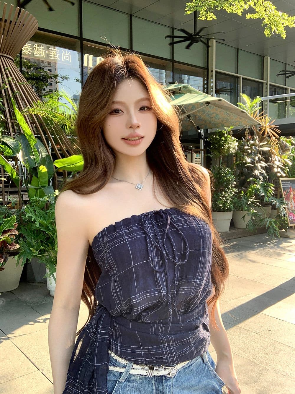 원본 체크무늬 레트로 체크무늬 민소매 튜브탑 조끼 여성 여름 스트랩 몸매 가꾸기 핫걸 바람 슬림해 보이는 맨위 상세 이미지 10