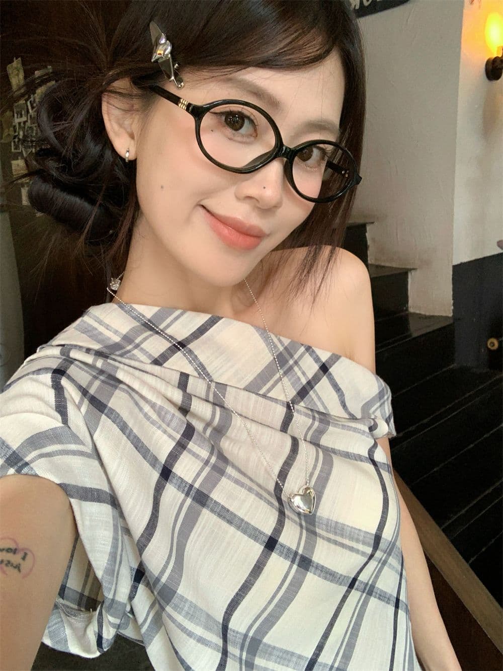 있음 선적 측면 지퍼 디자인 센스 핫걸 비스듬한 어깨 반팔 티셔츠 여성 여름 체크무늬 조끼 불규칙 맨위 상세 이미지 9