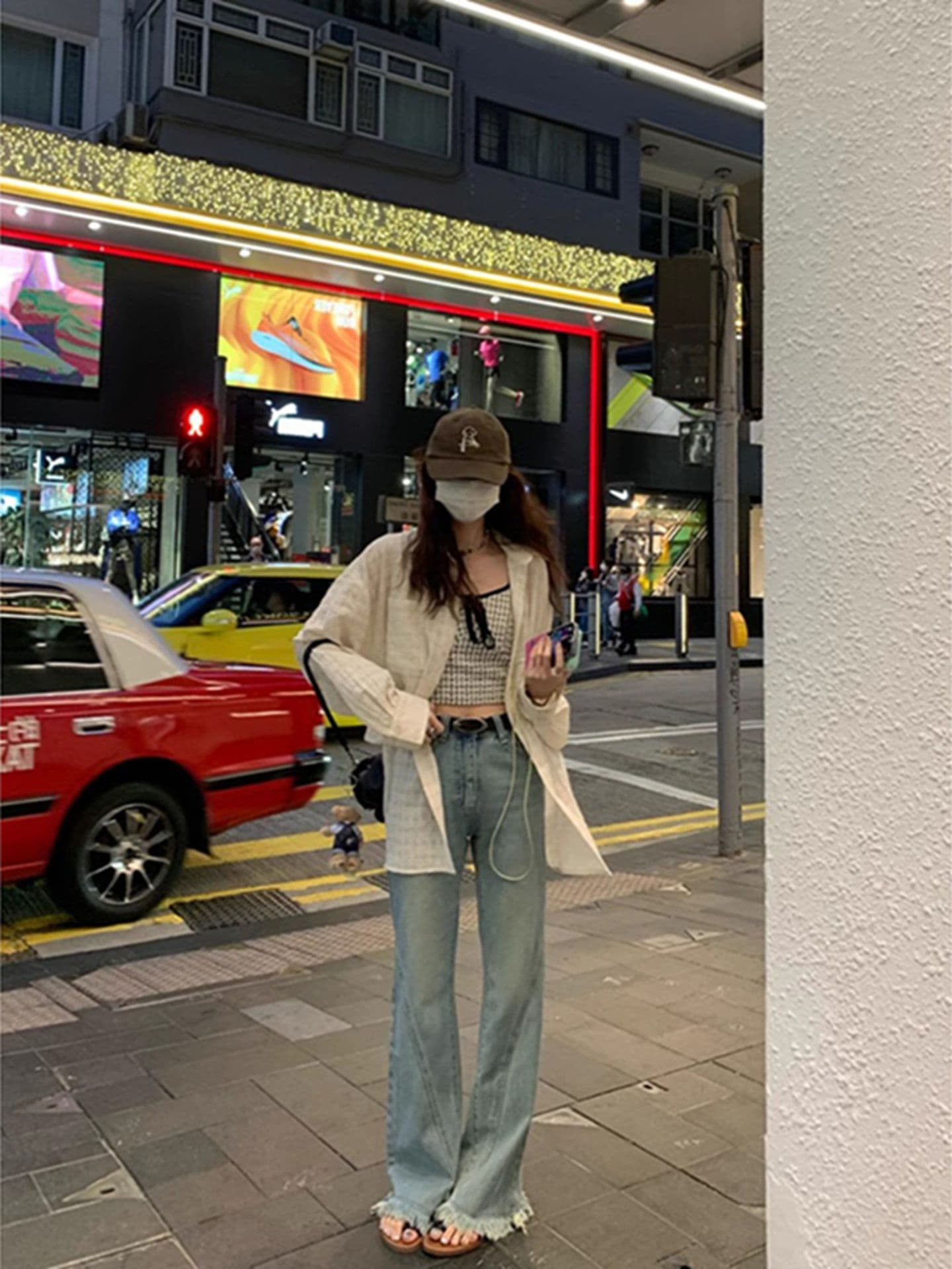 경관 그림 원본 품질 루즈핏 캐주얼 긴팔 셔츠 느긋한 바람 자외선 차단 맨위 체크무늬 셔츠 상세 이미지 7