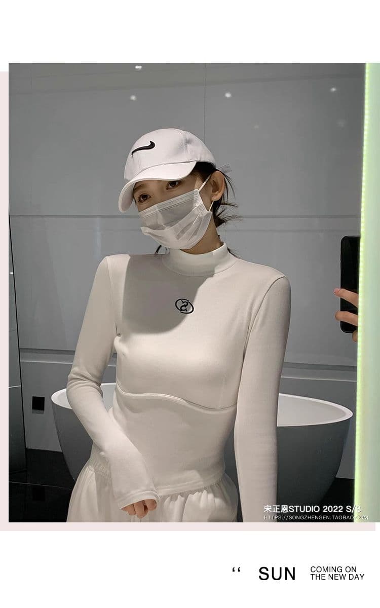 원본 De 플러시 반하이넥 기본 셔츠 여성 가을 새로운 몸매 가꾸기 연삭 털 두꺼운 긴팔 티셔츠 여성 인사이드 잡아라. 의류 이미지 2