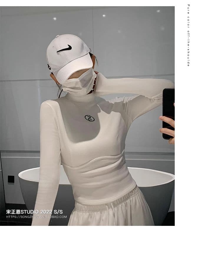 원본 De 플러시 반하이넥 기본 셔츠 여성 가을 새로운 몸매 가꾸기 연삭 털 두꺼운 긴팔 티셔츠 여성 인사이드 잡아라. 의류 상세 이미지 5