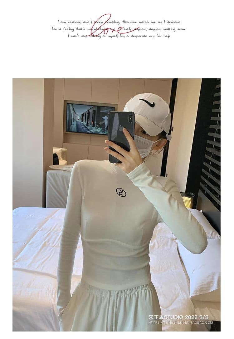 원본 De 플러시 반하이넥 기본 셔츠 여성 가을 새로운 몸매 가꾸기 연삭 털 두꺼운 긴팔 티셔츠 여성 인사이드 잡아라. 의류 상세 이미지 7