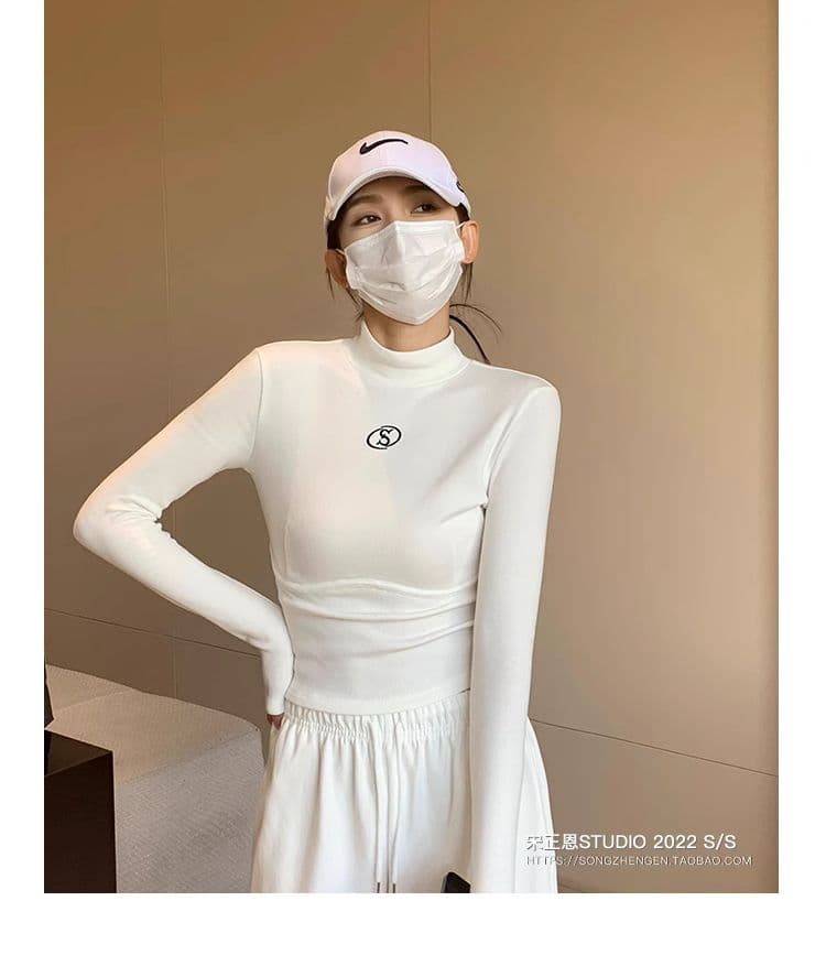 원본 De 플러시 반하이넥 기본 셔츠 여성 가을 새로운 몸매 가꾸기 연삭 털 두꺼운 긴팔 티셔츠 여성 인사이드 잡아라. 의류 상세 이미지 8
