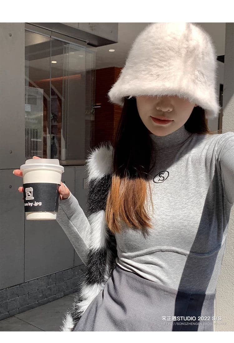 원본 De 플러시 반하이넥 기본 셔츠 여성 가을 새로운 몸매 가꾸기 연삭 털 두꺼운 긴팔 티셔츠 여성 인사이드 잡아라. 의류 상세 이미지 27