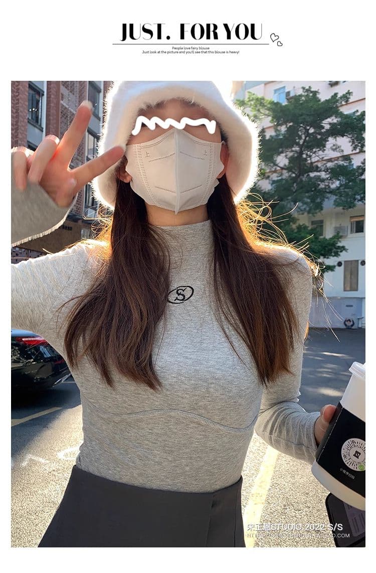 원본 De 플러시 반하이넥 기본 셔츠 여성 가을 새로운 몸매 가꾸기 연삭 털 두꺼운 긴팔 티셔츠 여성 인사이드 잡아라. 의류 상세 이미지 28