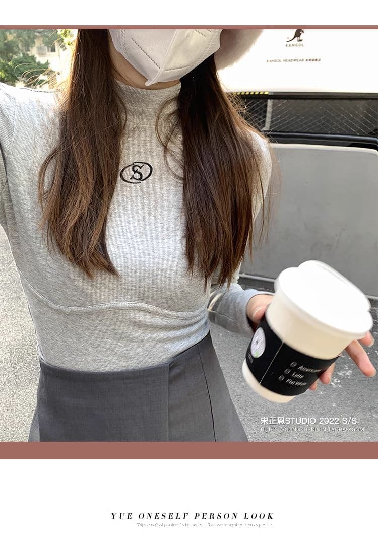 원본 De 플러시 반하이넥 기본 셔츠 여성 가을 새로운 몸매 가꾸기 연삭 털 두꺼운 긴팔 티셔츠 여성 인사이드 잡아라. 의류 상세 이미지 29