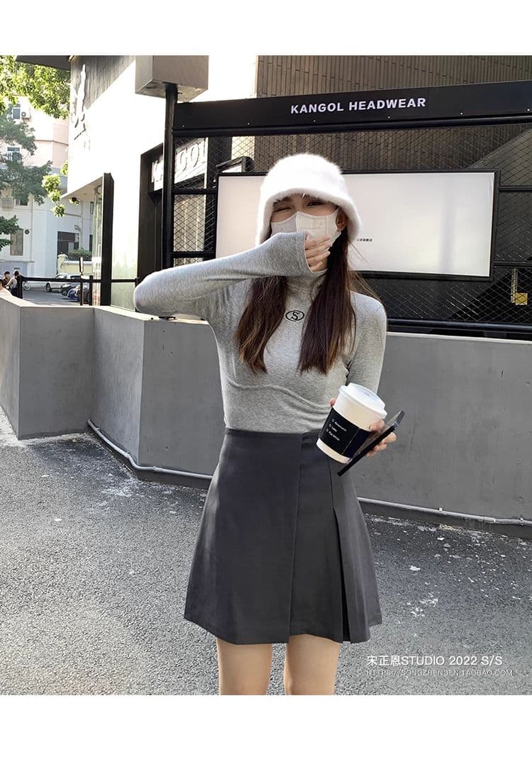 원본 De 플러시 반하이넥 기본 셔츠 여성 가을 새로운 몸매 가꾸기 연삭 털 두꺼운 긴팔 티셔츠 여성 인사이드 잡아라. 의류 상세 이미지 32