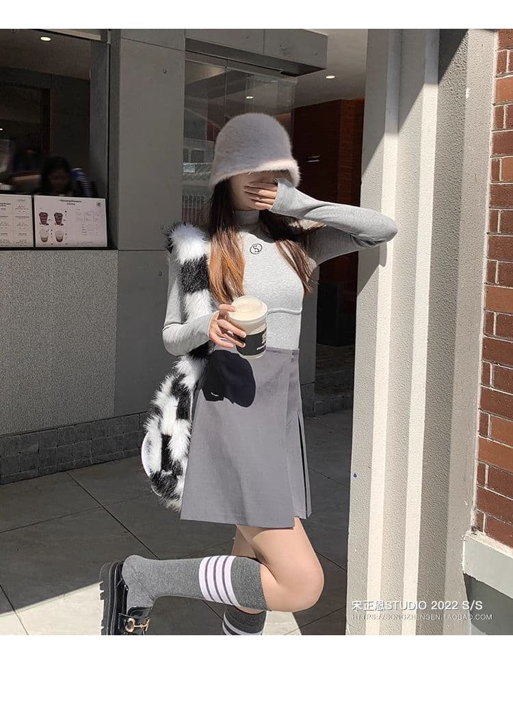 원본 De 플러시 반하이넥 기본 셔츠 여성 가을 새로운 몸매 가꾸기 연삭 털 두꺼운 긴팔 티셔츠 여성 인사이드 잡아라. 의류 상세 이미지 35