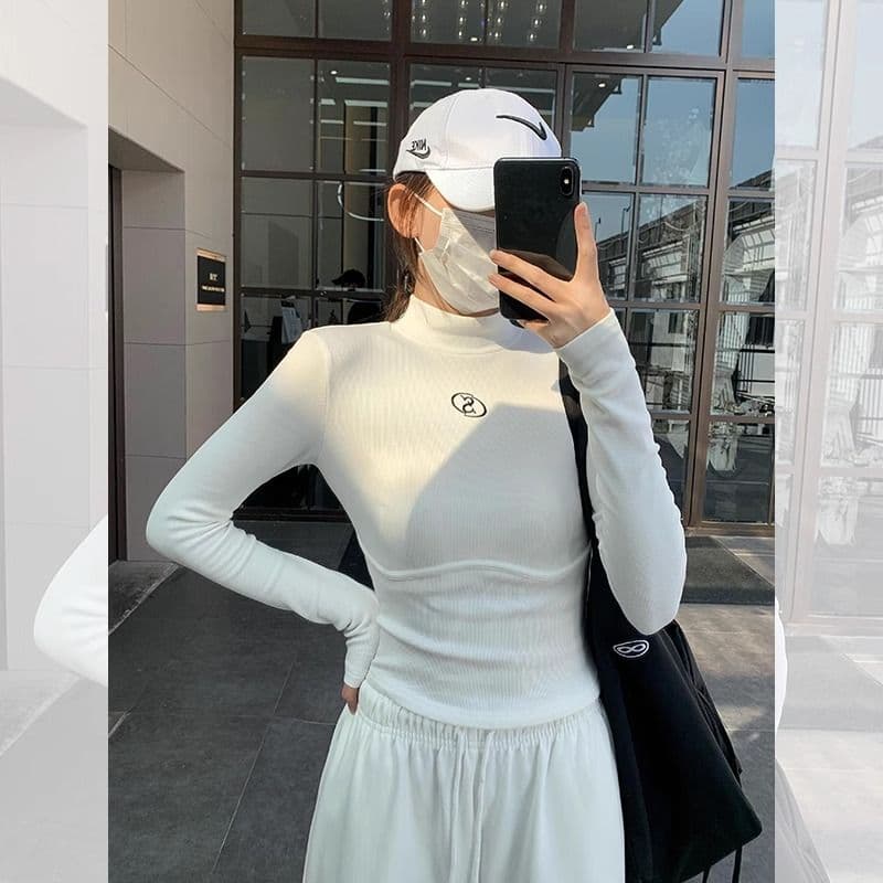 원본 De 플러시 반하이넥 기본 셔츠 여성 가을 새로운 몸매 가꾸기 연삭 털 두꺼운 긴팔 티셔츠 여성 인사이드 잡아라. 의류 상세 이미지 39