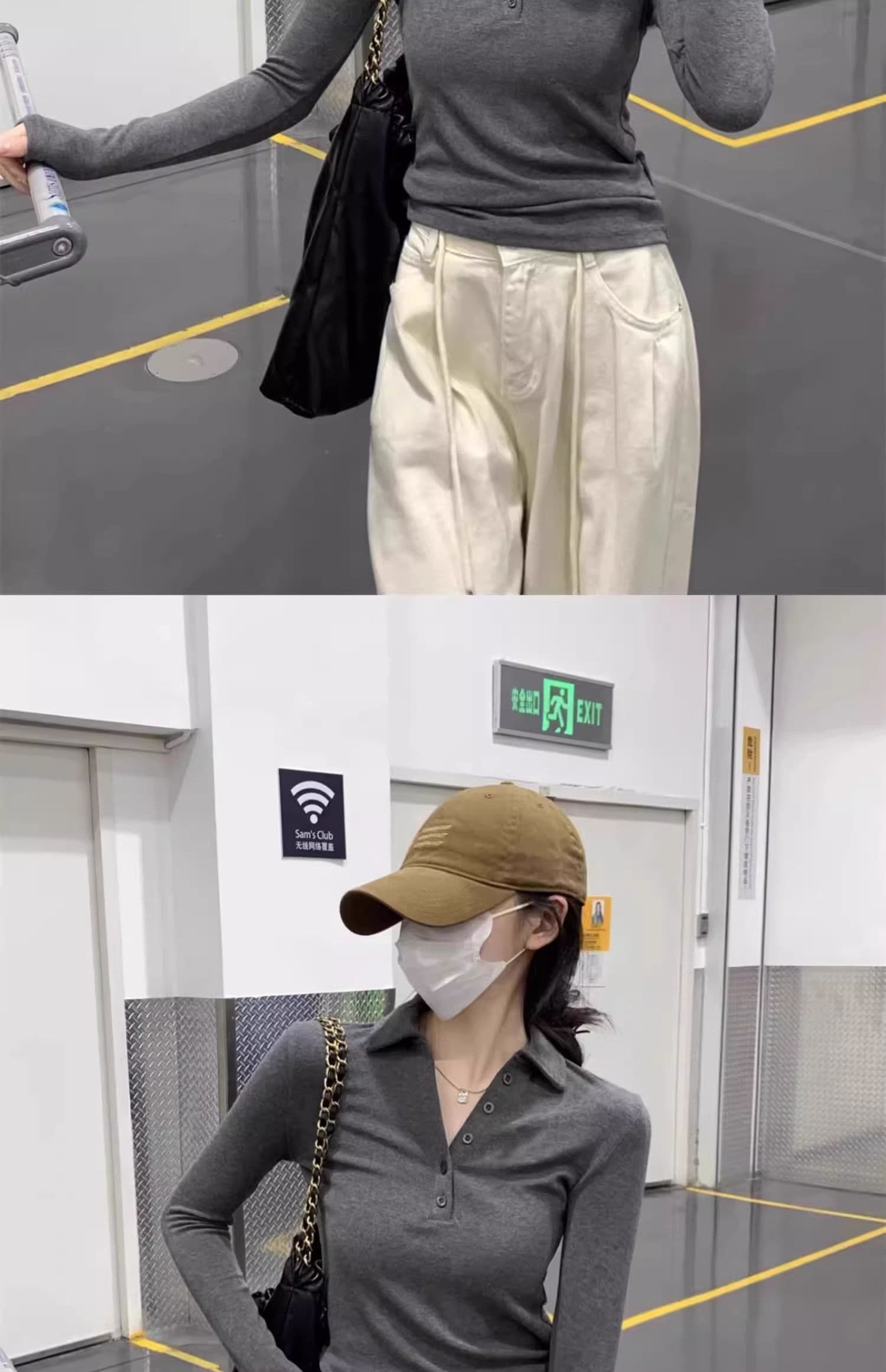인사이드 가져 가라. POLO 칼라 폴로 칼라 De 플러시 긴팔 티셔츠 여성 이른 가을 쇼트 스타일 몸매 가꾸기 V넥 연삭 털 기본 셔츠 맨위 상세 이미지 26