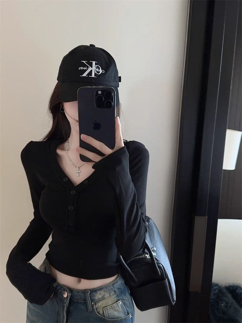 De 플러시 순수한 욕망 달콤한 핫걸 섹시함 V넥 맨위 여성 가을 타이트 긴팔 티셔츠 연삭 털 털이 있는 기본 셔츠 인사이드 가져 가라. 상세 이미지 16