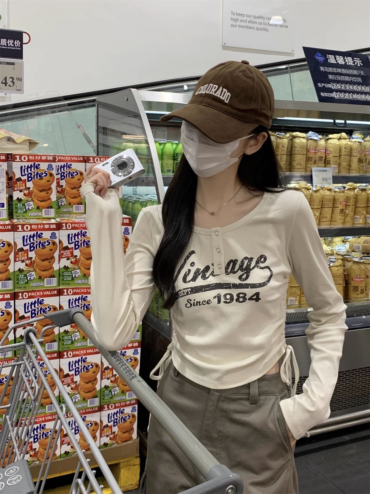 40 1 1 리브 면 아메리칸 달콤한 매운맛 펌프 로프 여성 반 개방 칼라 긴팔 가을 긍정적 인 어깨 허리 수축 만나는 맨위 상세 이미지 11