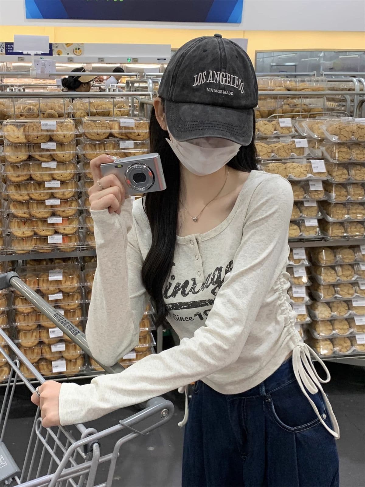 40 1 1 리브 면 아메리칸 달콤한 매운맛 펌프 로프 여성 반 개방 칼라 긴팔 가을 긍정적 인 어깨 허리 수축 만나는 맨위 상세 이미지 28