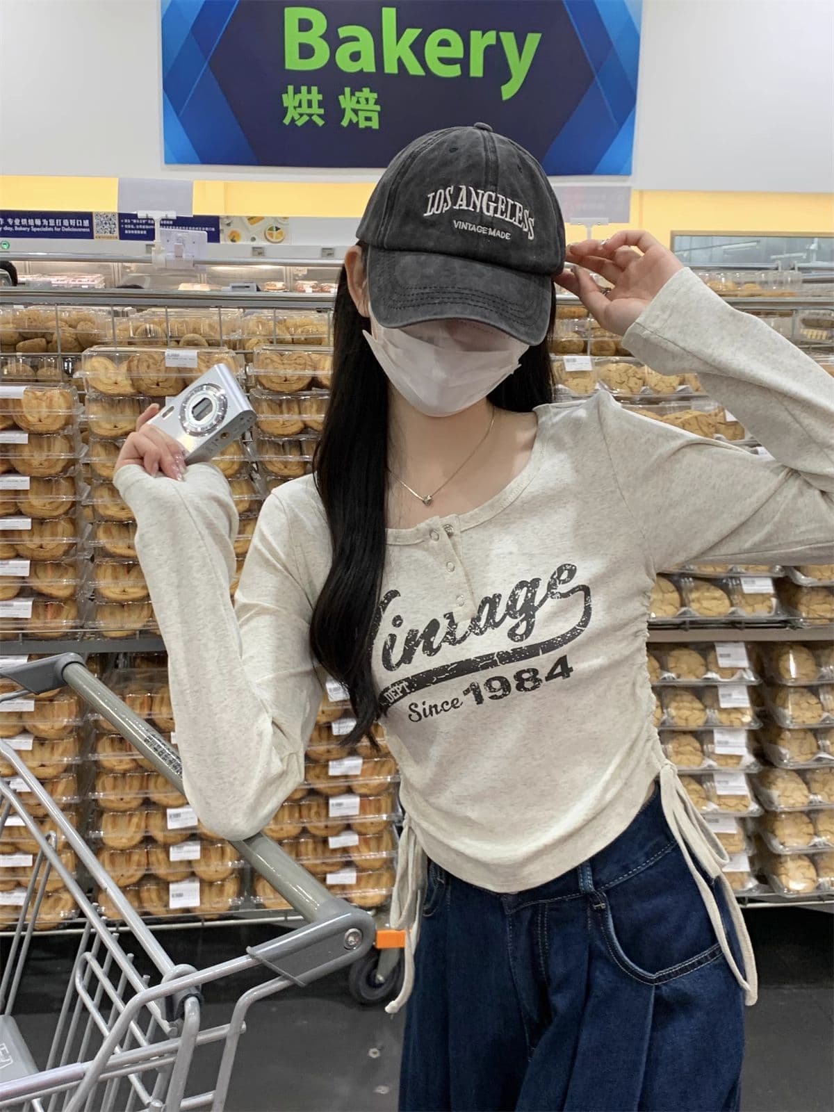 40 1 1 리브 면 아메리칸 달콤한 매운맛 펌프 로프 여성 반 개방 칼라 긴팔 가을 긍정적 인 어깨 허리 수축 만나는 맨위 상세 이미지 29