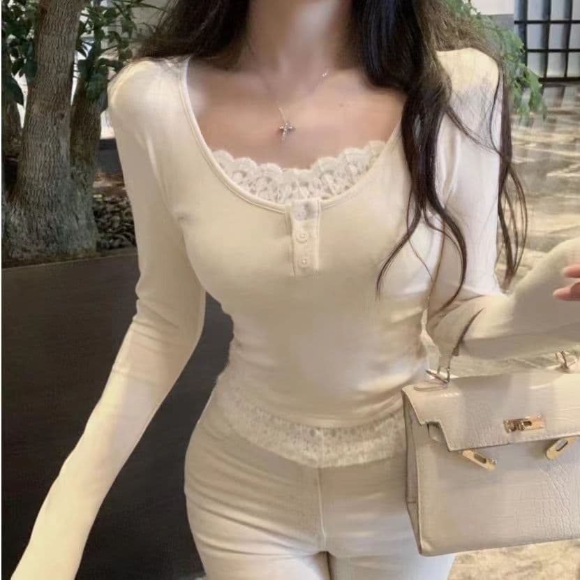 원본 대외 무역 40 1 1 리브 순면 순수한 욕망 핫걸 디스플레이 몸 맨위 여성 가을 겨울 페이크 레이어드 상세 이미지 5