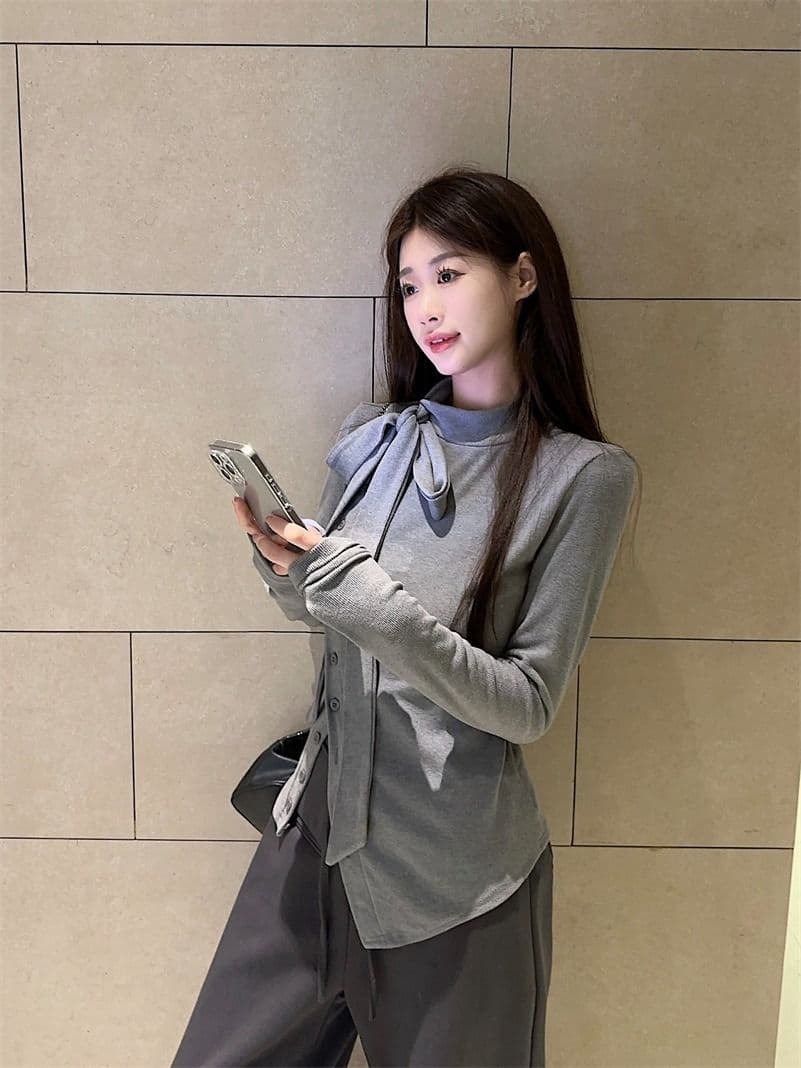 원본 것 반하이넥 스트랩 긴팔 티셔츠 몸매 가꾸기 슬림해 보이는 두꺼운 보온 트임 기본 셔츠 여성 의류 상세 이미지 11