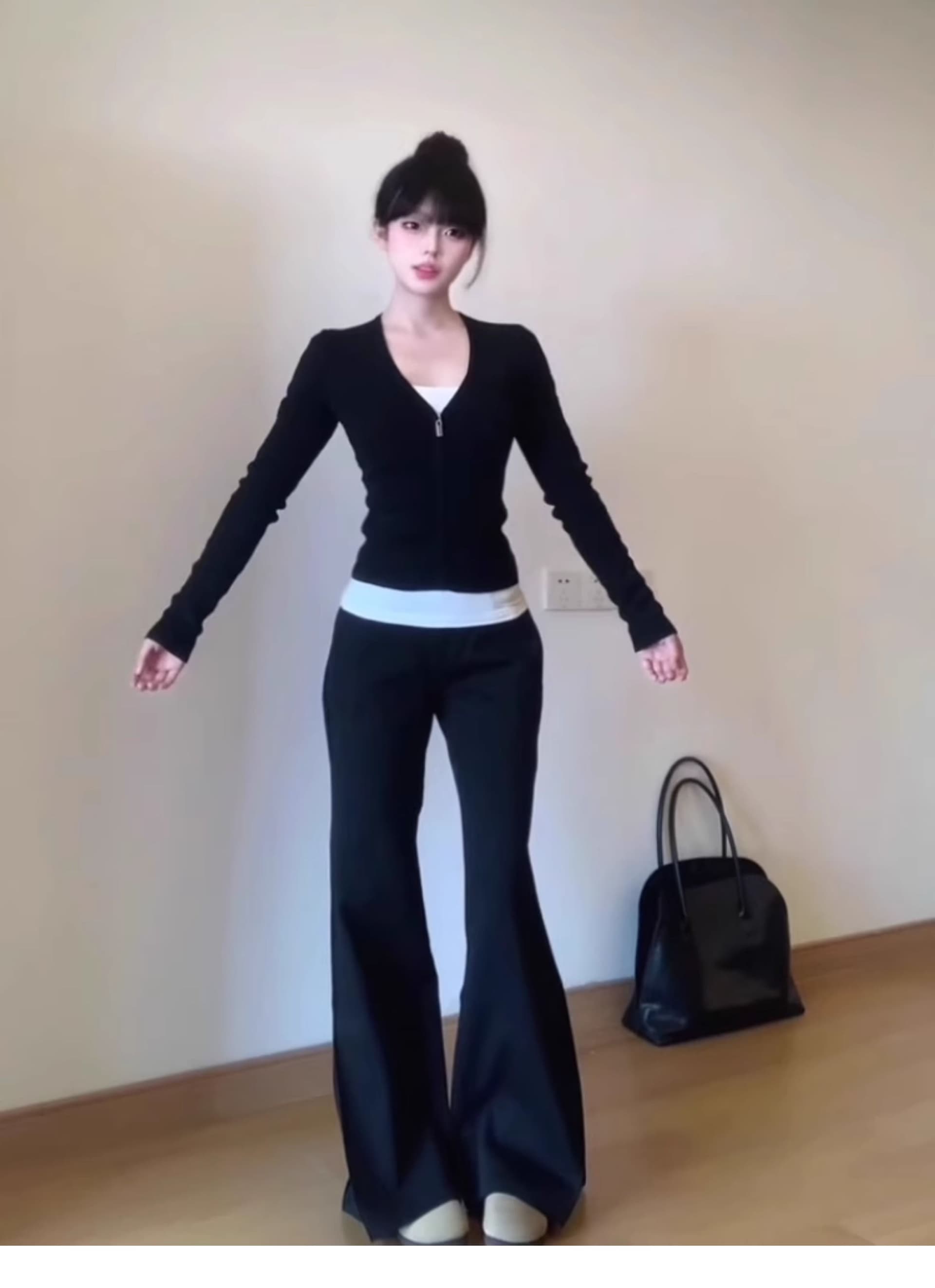 있음 선적 사람들 면 원본 품질 흑인과 백인 배색 기본 셔츠 긴팔 티셔츠 여성 페이크 레이어드 디자인 센스 맨위 상세 이미지 3