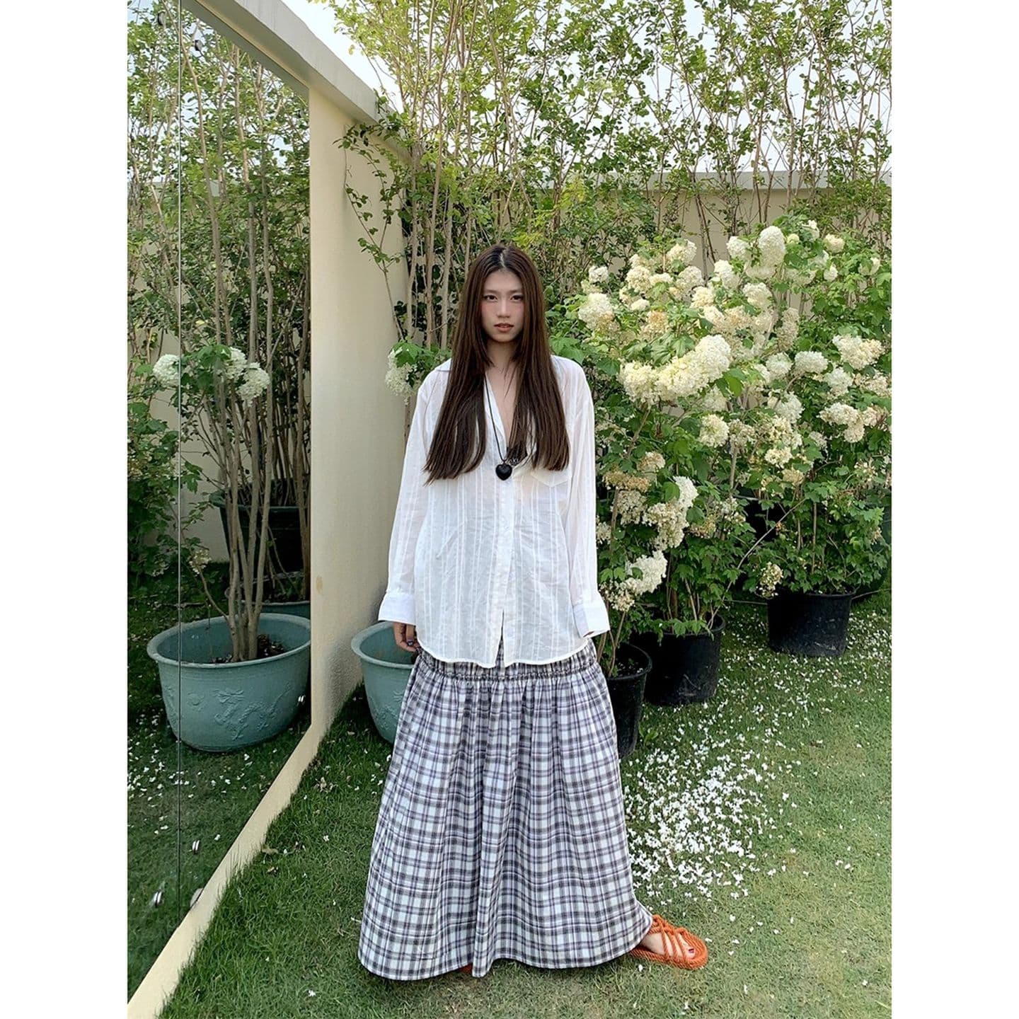 있음 선적 경관 그림 원본 원단 순면 자카드 질감 센스 긴팔 셔츠 얇은 스타일 다용도 맨위 이미지 4