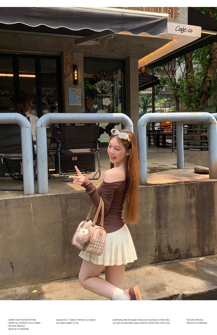원본 품질 몸매 가꾸기 오프숄더 긴팔 티셔츠 여성 의류 기본 셔츠 맨위 상세 이미지 22