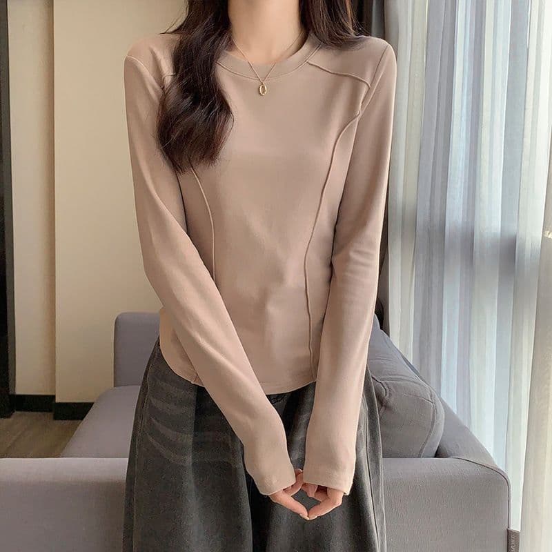 원본 대외 무역 한국 스타일 새로운 De 플러시 긴팔 기본 셔츠 가을 티셔츠 상세 이미지 16
