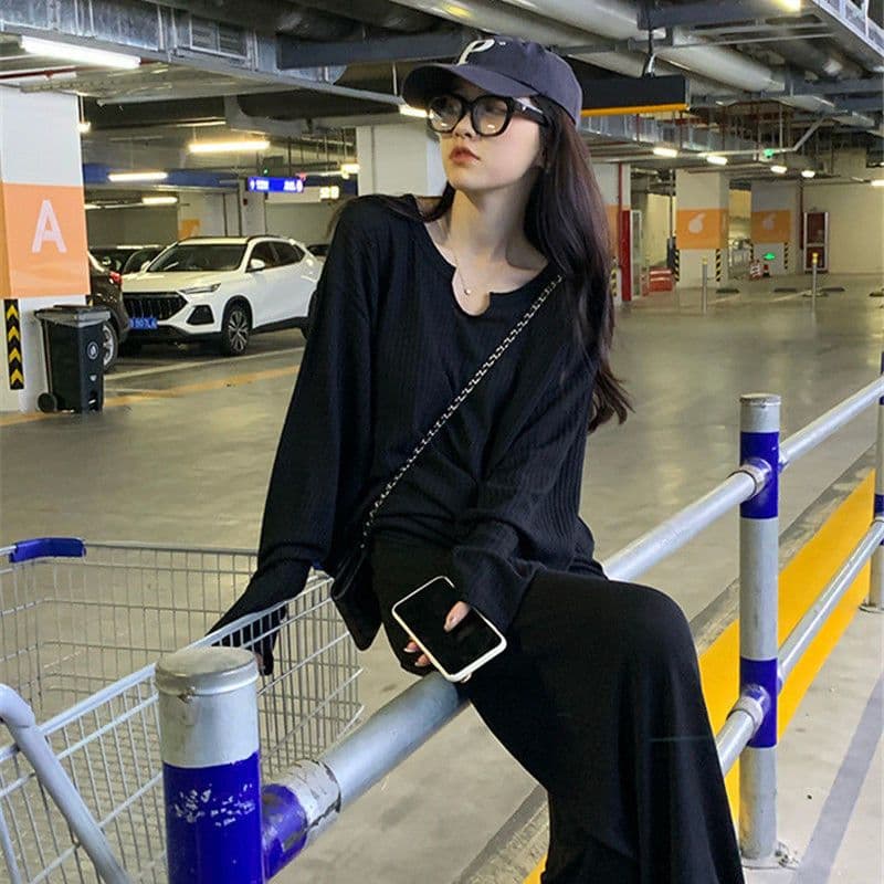 대외 무역 원본 후아 남편 그리드 후드티 여성 얇은 스타일 루즈핏 긴팔 티셔츠 여성 풀오버 맨위 상세 이미지 11