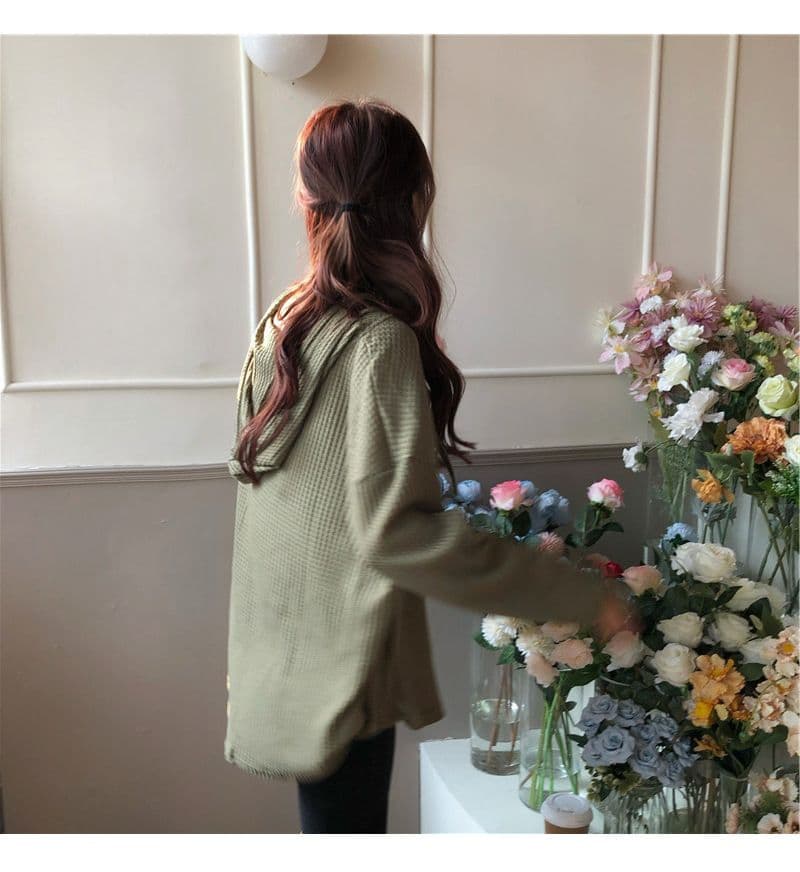 대외 무역 원본 후아 남편 그리드 가을 루즈핏 얇은 스타일 후드 풀오버 스웨트셔츠 여성 긴 소매 상세 이미지 9