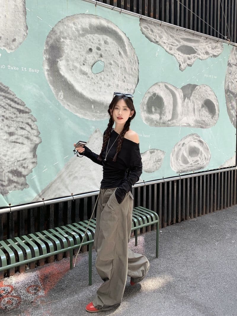 있음 선적 새로운 대외 무역 원본 품질 오프숄더 긴팔 티셔츠 여성 의류 이른 가을 몸매 가꾸기 만나는 맨위 상세 이미지 7