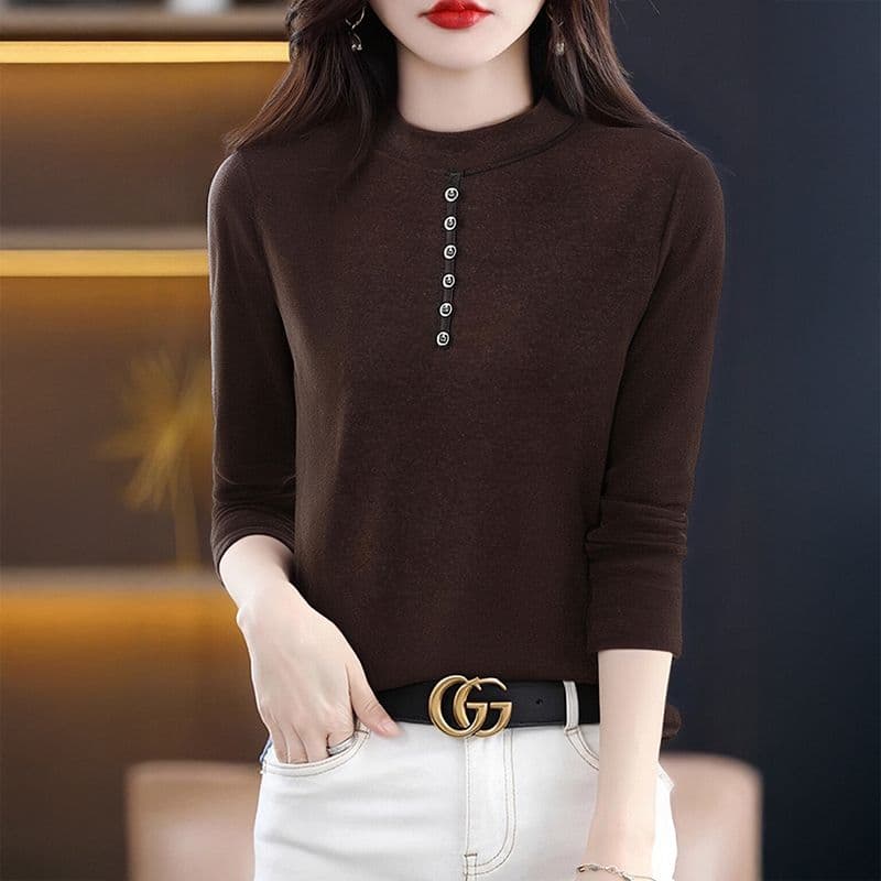 m-4xl 양면 De 플러시 반하이넥 기본 셔츠 여성 가을 겨울 인사이드 가져 가라. 긴팔 새로운 털이 있고 두꺼운 외국 가스 맨위 상세 이미지 2