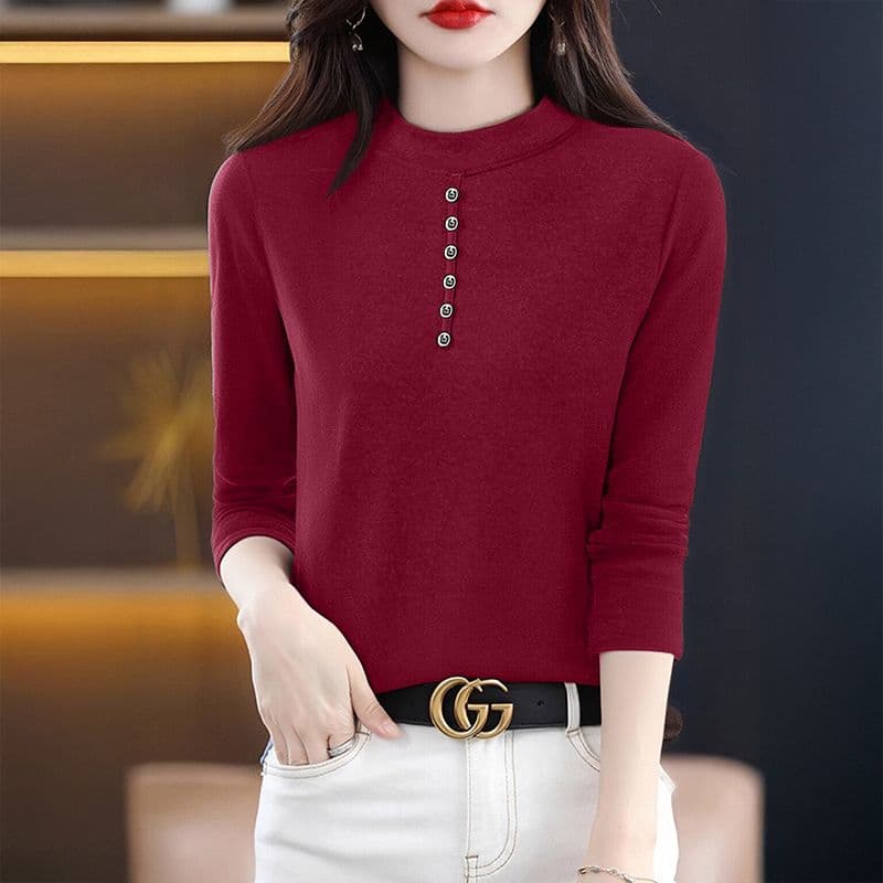 m-4xl 양면 De 플러시 반하이넥 기본 셔츠 여성 가을 겨울 인사이드 가져 가라. 긴팔 새로운 털이 있고 두꺼운 외국 가스 맨위 상세 이미지 4