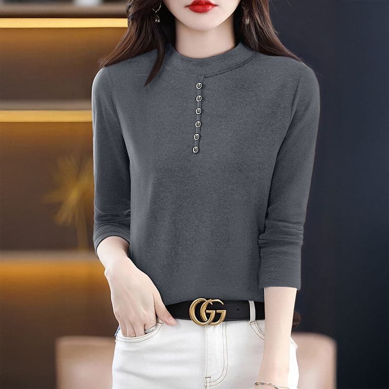 m-4xl 양면 De 플러시 반하이넥 기본 셔츠 여성 가을 겨울 인사이드 가져 가라. 긴팔 새로운 털이 있고 두꺼운 외국 가스 맨위 상세 이미지 5