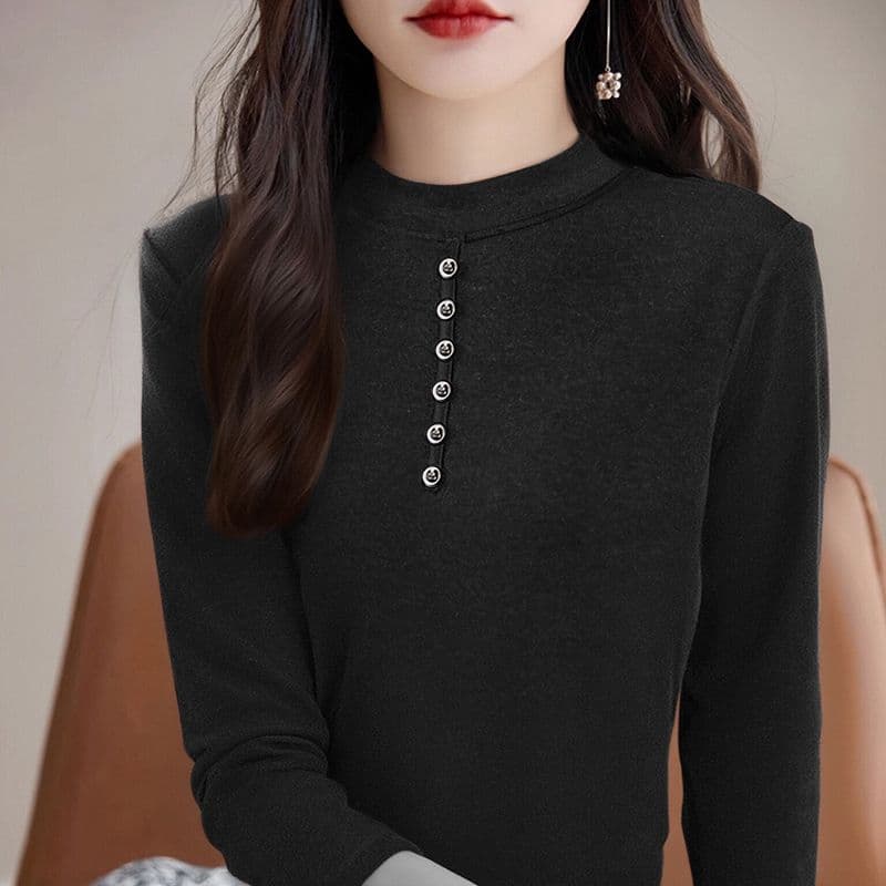 m-4xl 양면 De 플러시 반하이넥 기본 셔츠 여성 가을 겨울 인사이드 가져 가라. 긴팔 새로운 털이 있고 두꺼운 외국 가스 맨위 상세 이미지 7