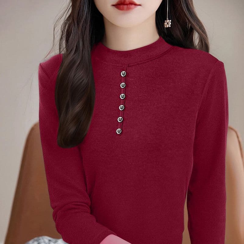 m-4xl 양면 De 플러시 반하이넥 기본 셔츠 여성 가을 겨울 인사이드 가져 가라. 긴팔 새로운 털이 있고 두꺼운 외국 가스 맨위 상세 이미지 8