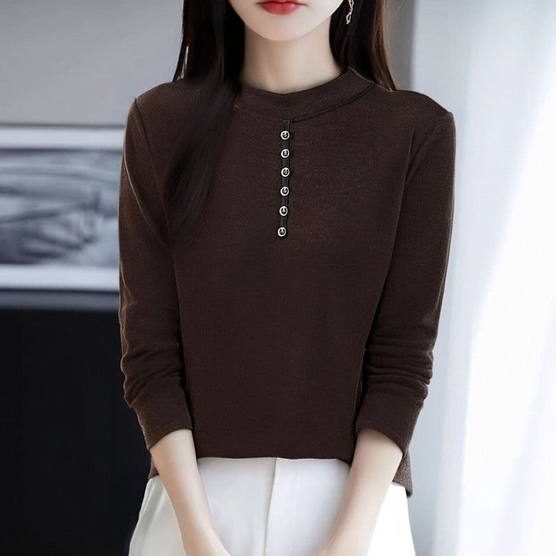 m-4xl 양면 De 플러시 반하이넥 기본 셔츠 여성 가을 겨울 인사이드 가져 가라. 긴팔 새로운 털이 있고 두꺼운 외국 가스 맨위 상세 이미지 10
