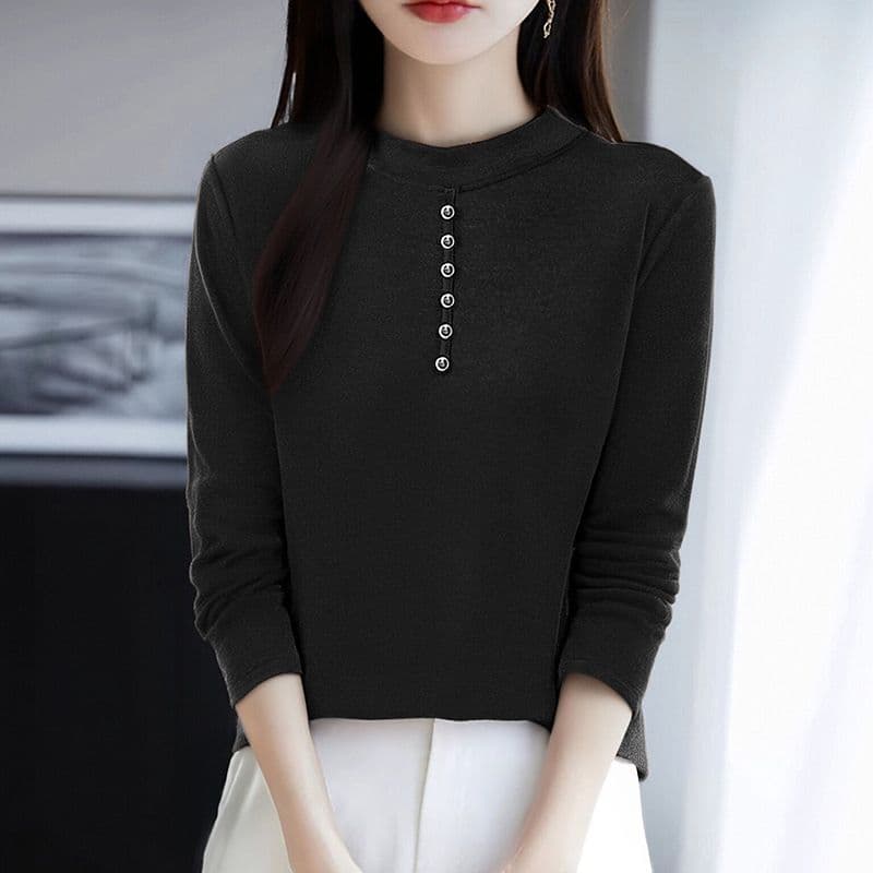 m-4xl 양면 De 플러시 반하이넥 기본 셔츠 여성 가을 겨울 인사이드 가져 가라. 긴팔 새로운 털이 있고 두꺼운 외국 가스 맨위 상세 이미지 11