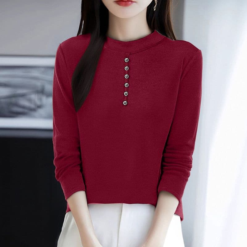 m-4xl 양면 De 플러시 반하이넥 기본 셔츠 여성 가을 겨울 인사이드 가져 가라. 긴팔 새로운 털이 있고 두꺼운 외국 가스 맨위 상세 이미지 12