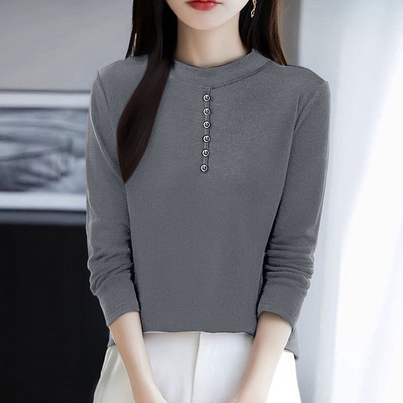 m-4xl 양면 De 플러시 반하이넥 기본 셔츠 여성 가을 겨울 인사이드 가져 가라. 긴팔 새로운 털이 있고 두꺼운 외국 가스 맨위 상세 이미지 13