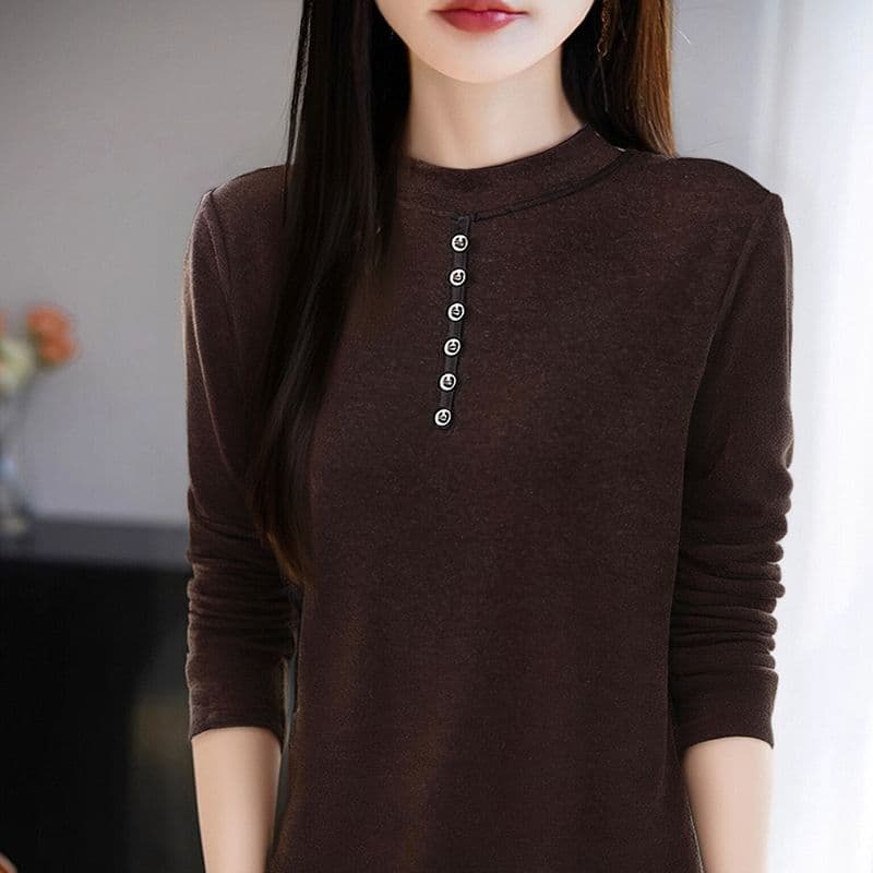 m-4xl 양면 De 플러시 반하이넥 기본 셔츠 여성 가을 겨울 인사이드 가져 가라. 긴팔 새로운 털이 있고 두꺼운 외국 가스 맨위 상세 이미지 14