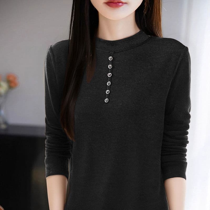 m-4xl 양면 De 플러시 반하이넥 기본 셔츠 여성 가을 겨울 인사이드 가져 가라. 긴팔 새로운 털이 있고 두꺼운 외국 가스 맨위 상세 이미지 15