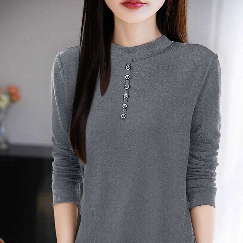 m-4xl 양면 De 플러시 반하이넥 기본 셔츠 여성 가을 겨울 인사이드 가져 가라. 긴팔 새로운 털이 있고 두꺼운 외국 가스 맨위 상세 이미지 17