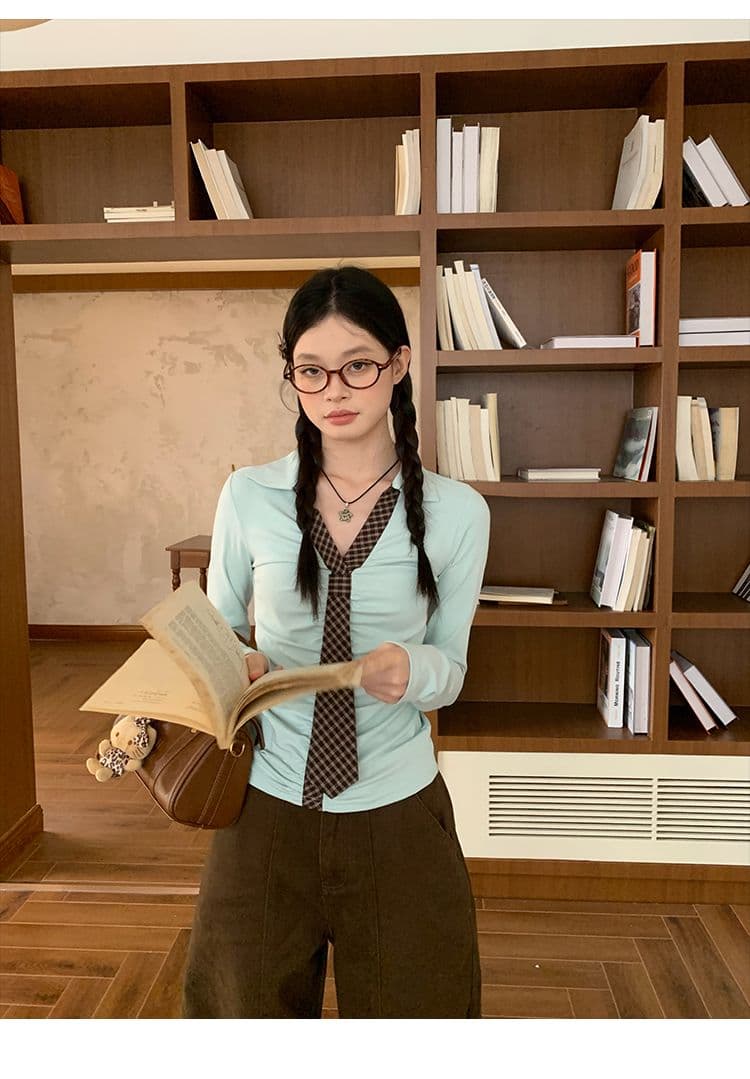 있음 선적 40 1x1 사람들 면 녹색 인사이드 가져 가라. 기본 셔츠 티셔츠 여성 이른 가을 몸매 가꾸기 한 부서 긴팔 작은 맨위 상세 이미지 15
