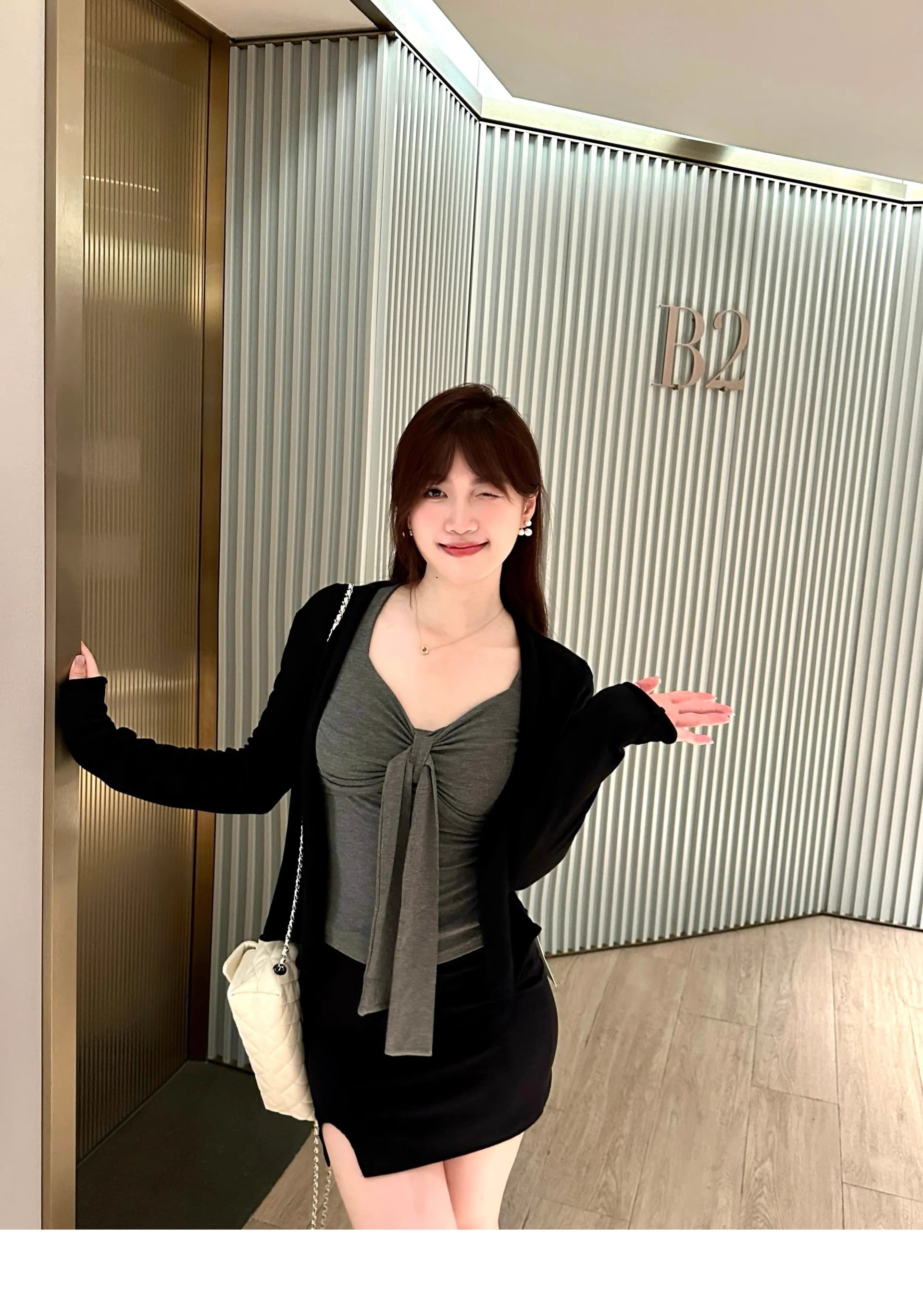 있음 선적 한국 스타일 새로운 사람들 면 리브 착용 가져 가라. 빨간색 나비 매듭 긴팔 티셔츠 순수한 욕망 타이트 기본 셔츠 상세 이미지 17