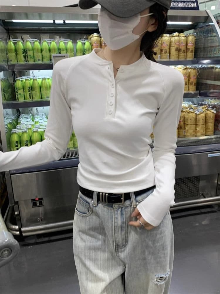 40 1 1 리브 면 가을 새로운 몸매 가꾸기 슬림해 보이는 디자인 센스 긴팔 티셔츠 인사이드 가져 가라. 기본 셔츠 맨위