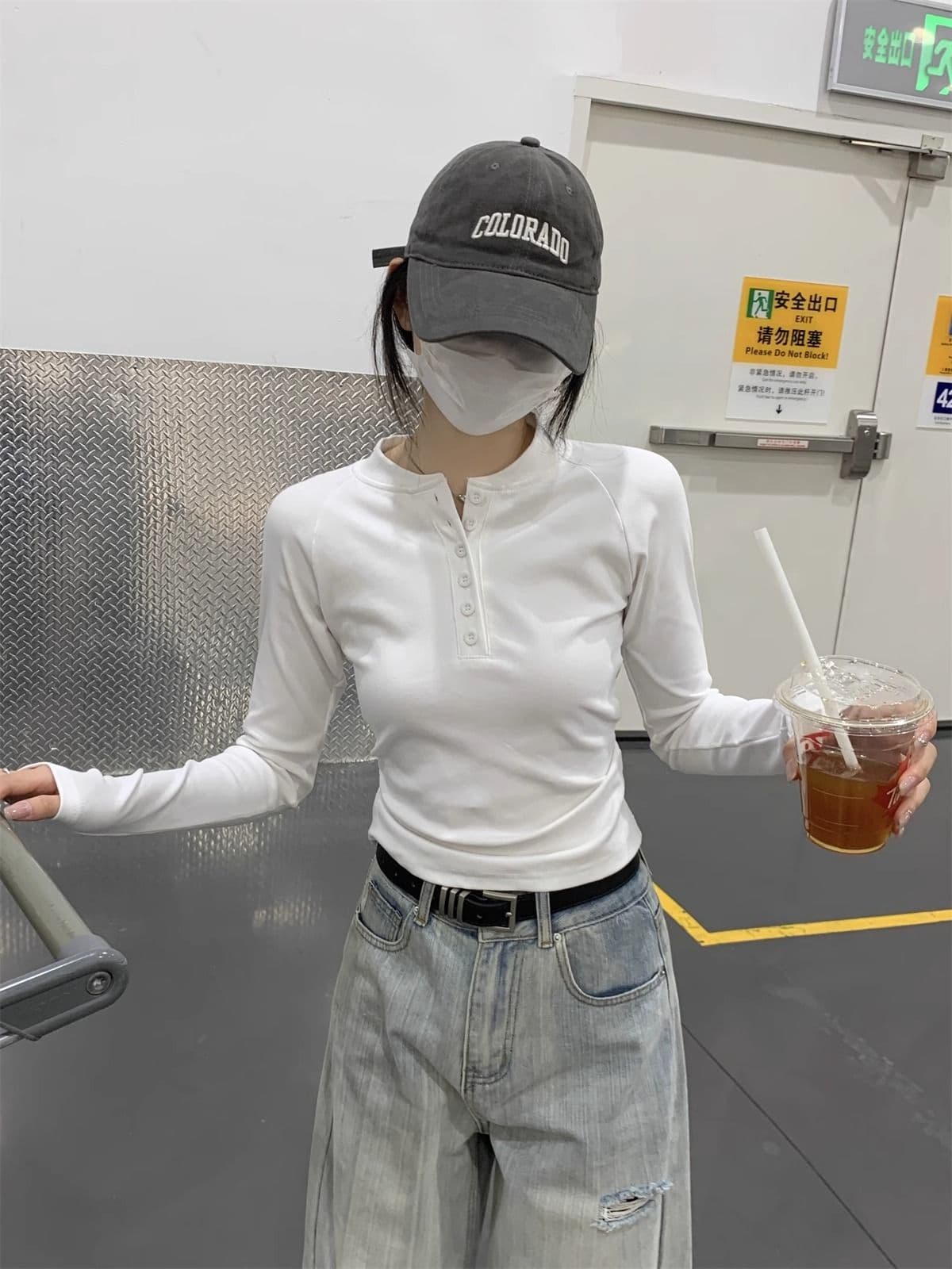 40 1 1 리브 면 가을 새로운 몸매 가꾸기 슬림해 보이는 디자인 센스 긴팔 티셔츠 인사이드 가져 가라. 기본 셔츠 맨위 상세 이미지 2