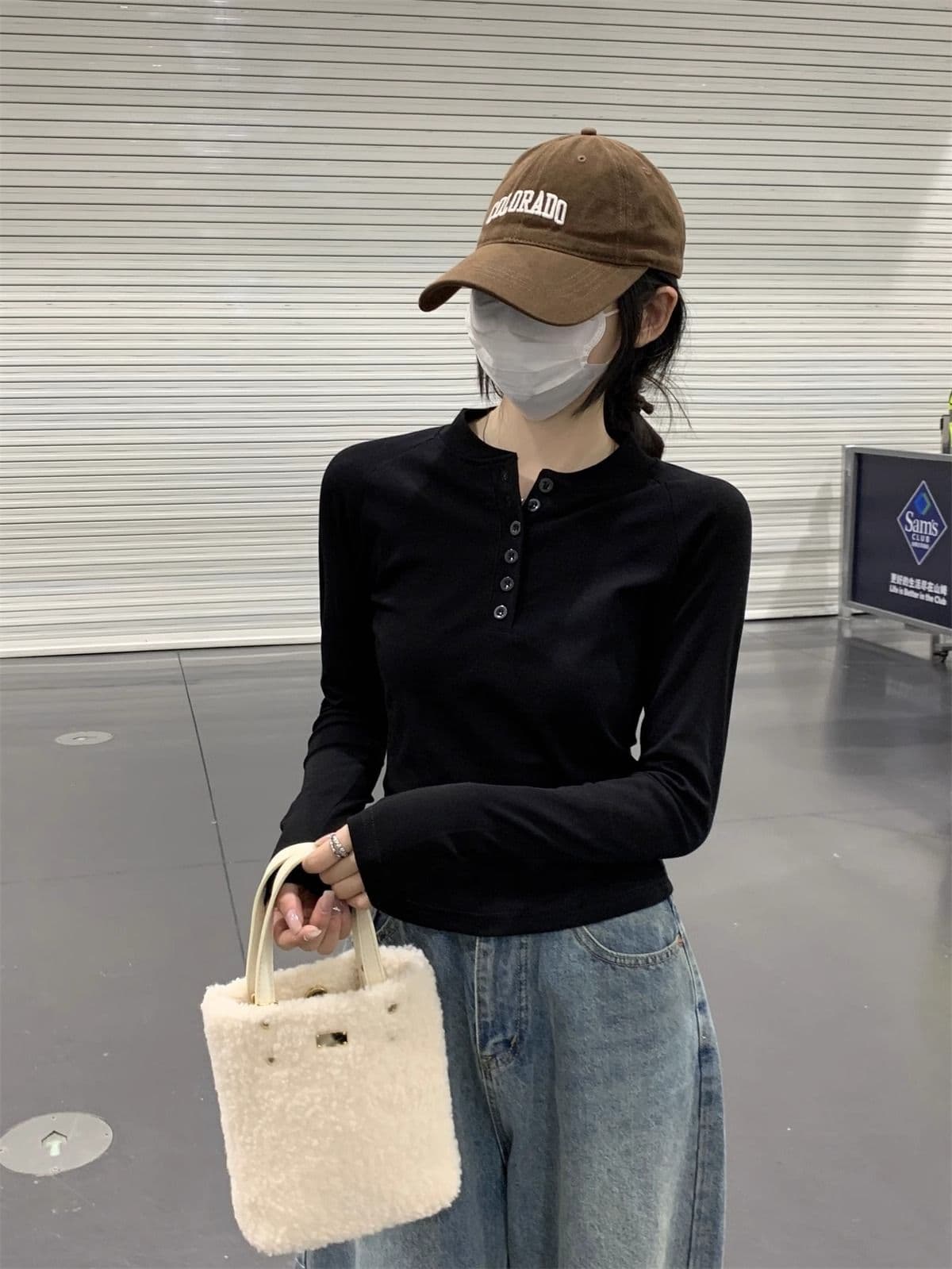40 1 1 리브 면 가을 새로운 몸매 가꾸기 슬림해 보이는 디자인 센스 긴팔 티셔츠 인사이드 가져 가라. 기본 셔츠 맨위 상세 이미지 5