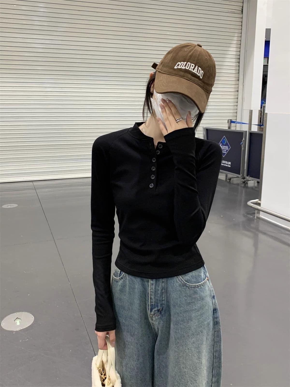 40 1 1 리브 면 가을 새로운 몸매 가꾸기 슬림해 보이는 디자인 센스 긴팔 티셔츠 인사이드 가져 가라. 기본 셔츠 맨위 상세 이미지 6